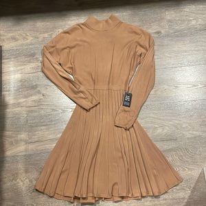 Express tan pleated dress NWT